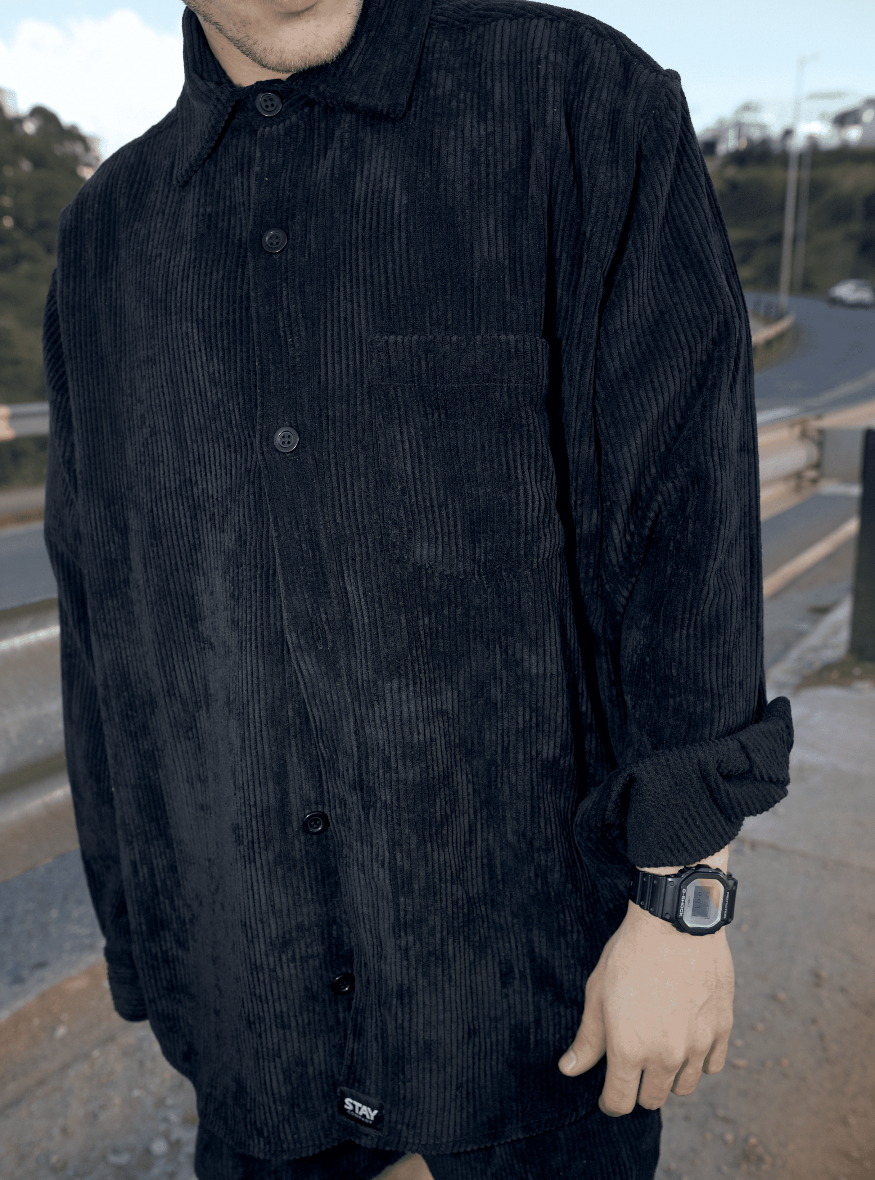 Camisa Cotelê Casual (Preto)