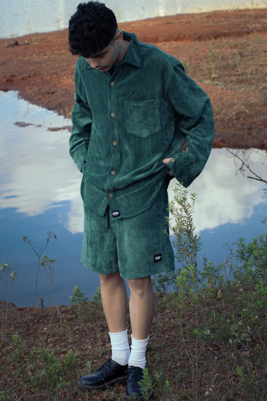 Short Cotelê Verde